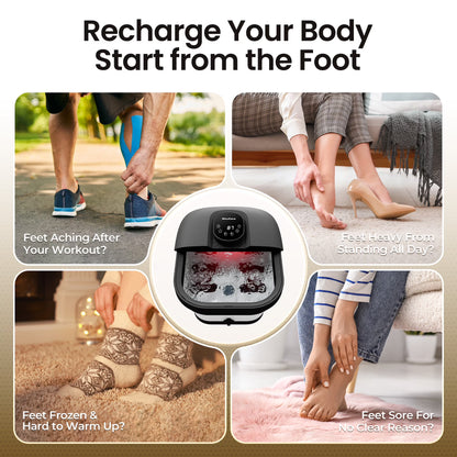 MaxKare Collapsible Foot Spa with Massager and Heat, Foot Spa Massager with Bubble Heat, Black