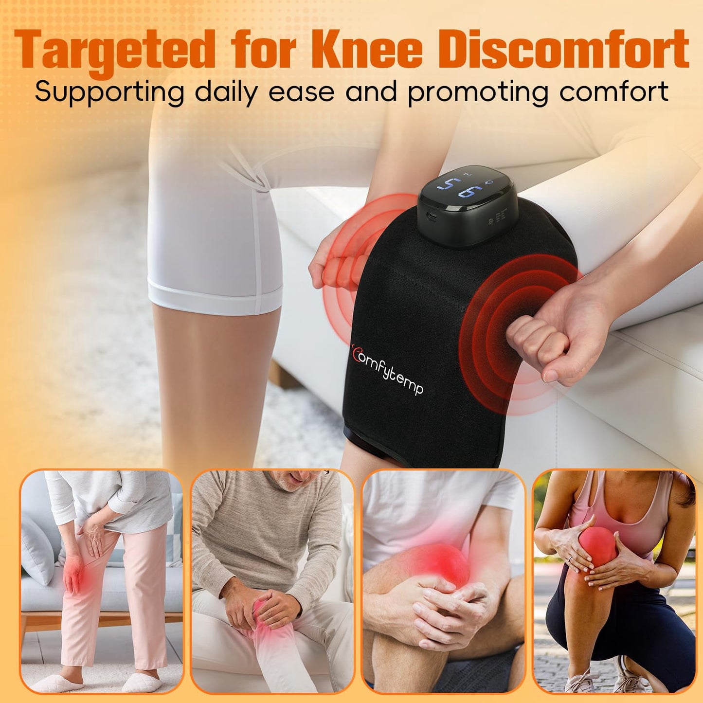 Comfytemp Cordless Knee Massager with Heat Vibration