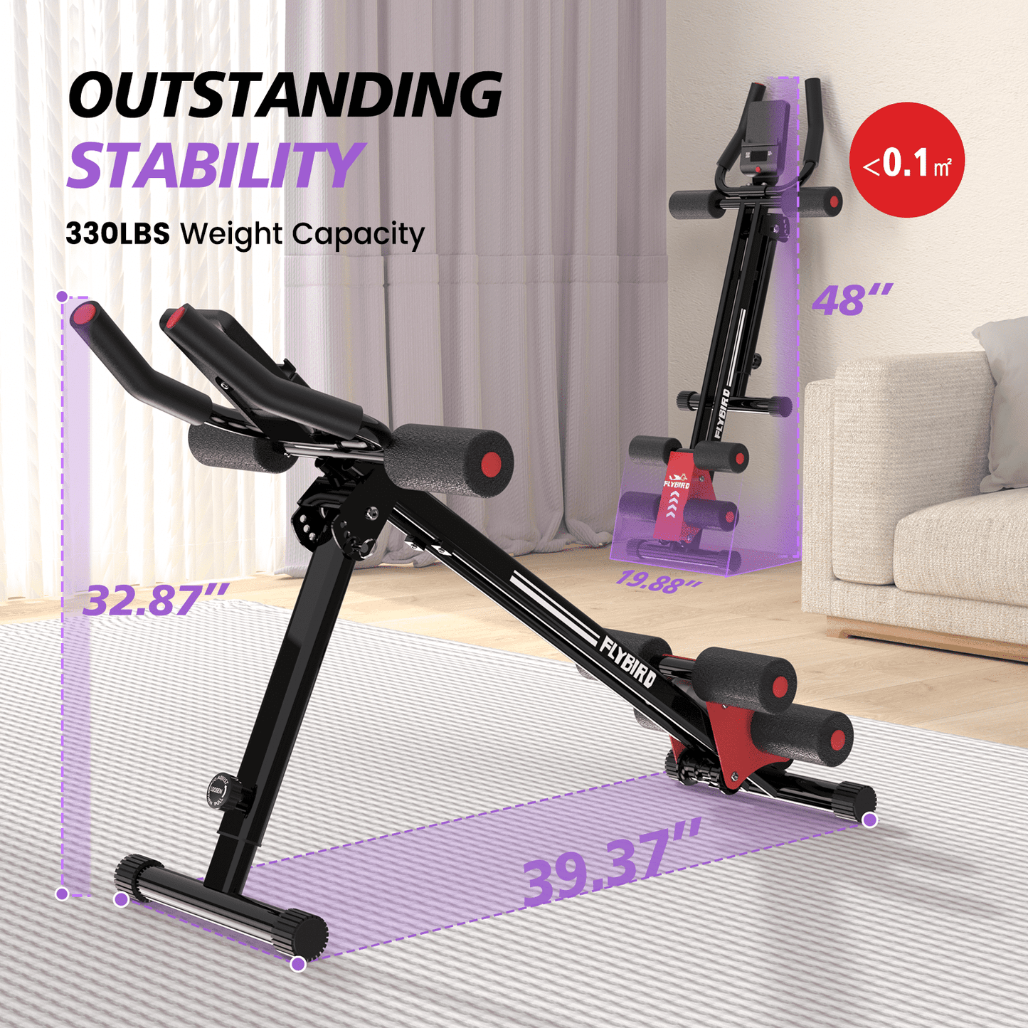FLYBIRD Adjustable Ab Workout Equipment Foldable
