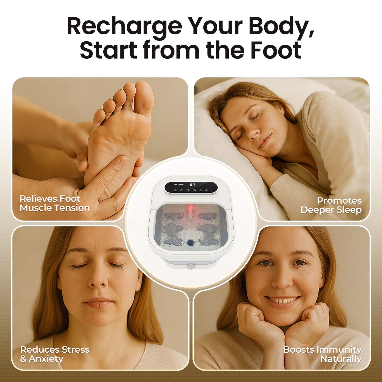 MaxKare Collapsible Foot Spa Bath with Heat Massage