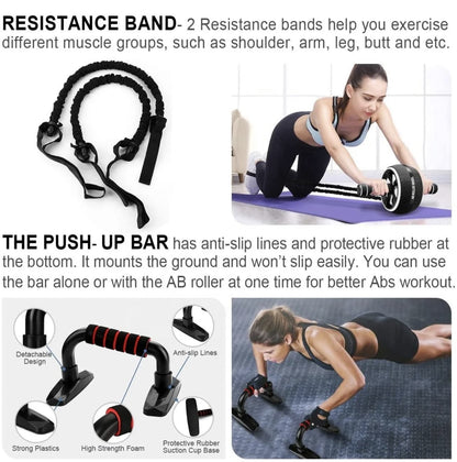 17 In 1 Ab Roller Wheel Workout Equipment Kit