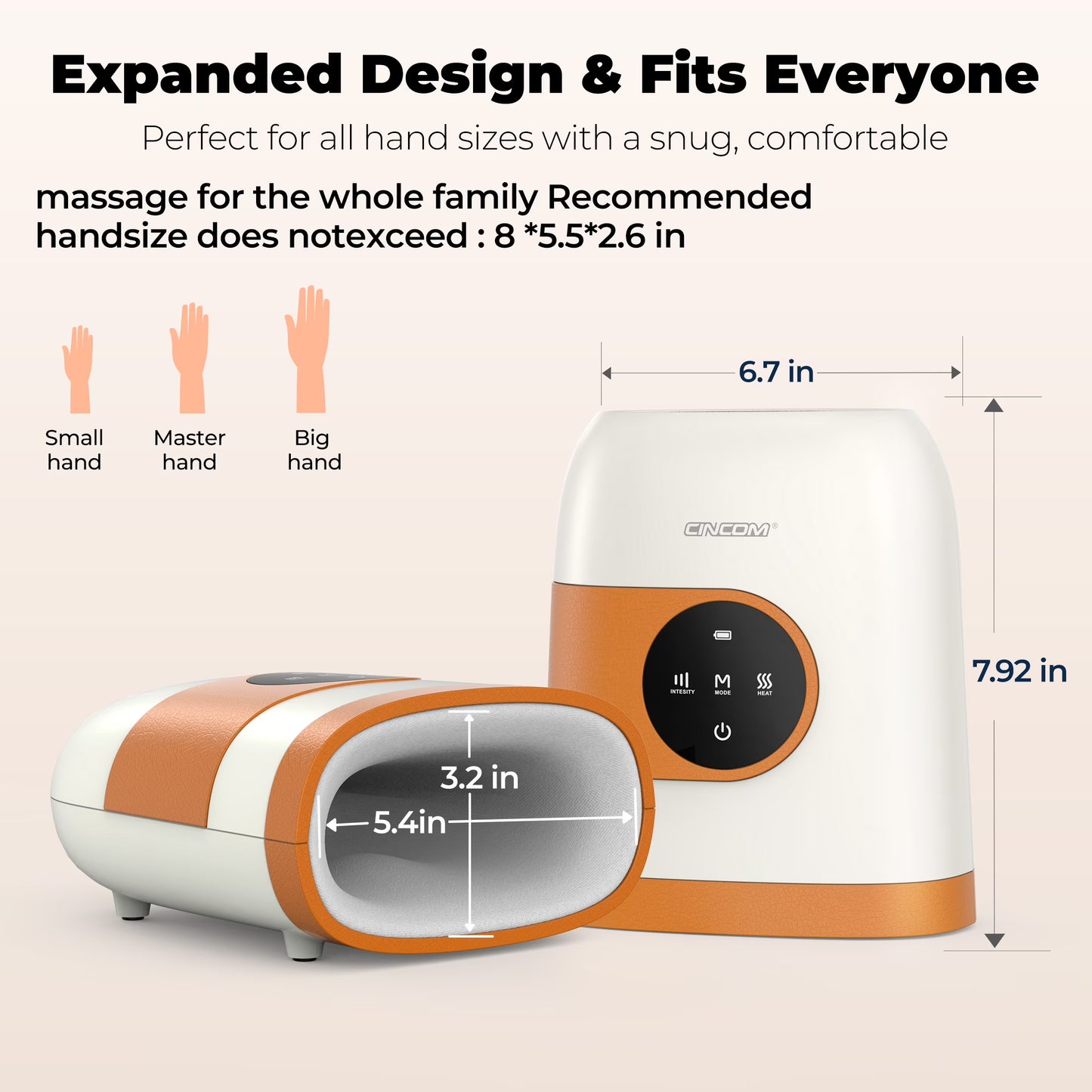 CINCOM Rechargeable Hand Massager with Heat