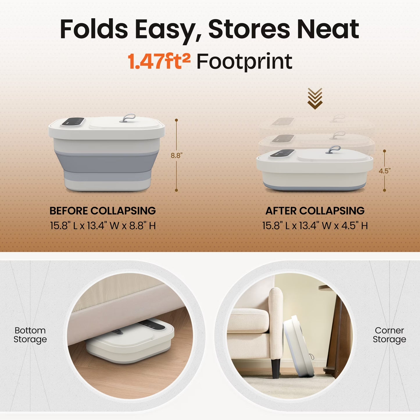 MaxKare Collapsible Foot Spa Bath with Heat Massage