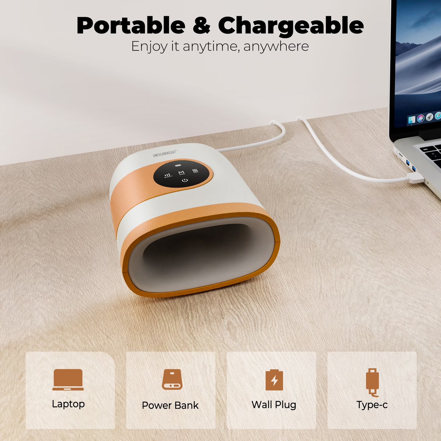 CINCOM Rechargeable Hand Massager with Heat