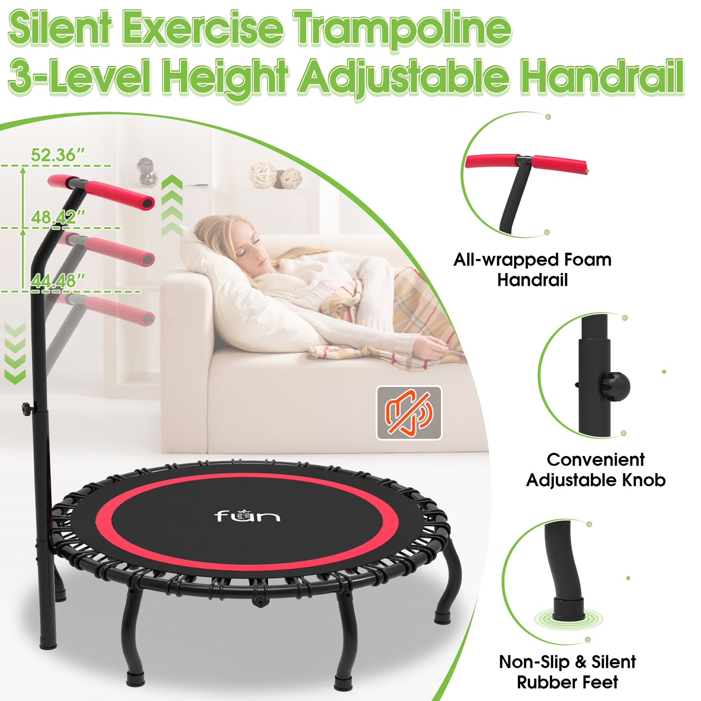 40 Inch Foldable Mini Trampoline Fitness Rebounder