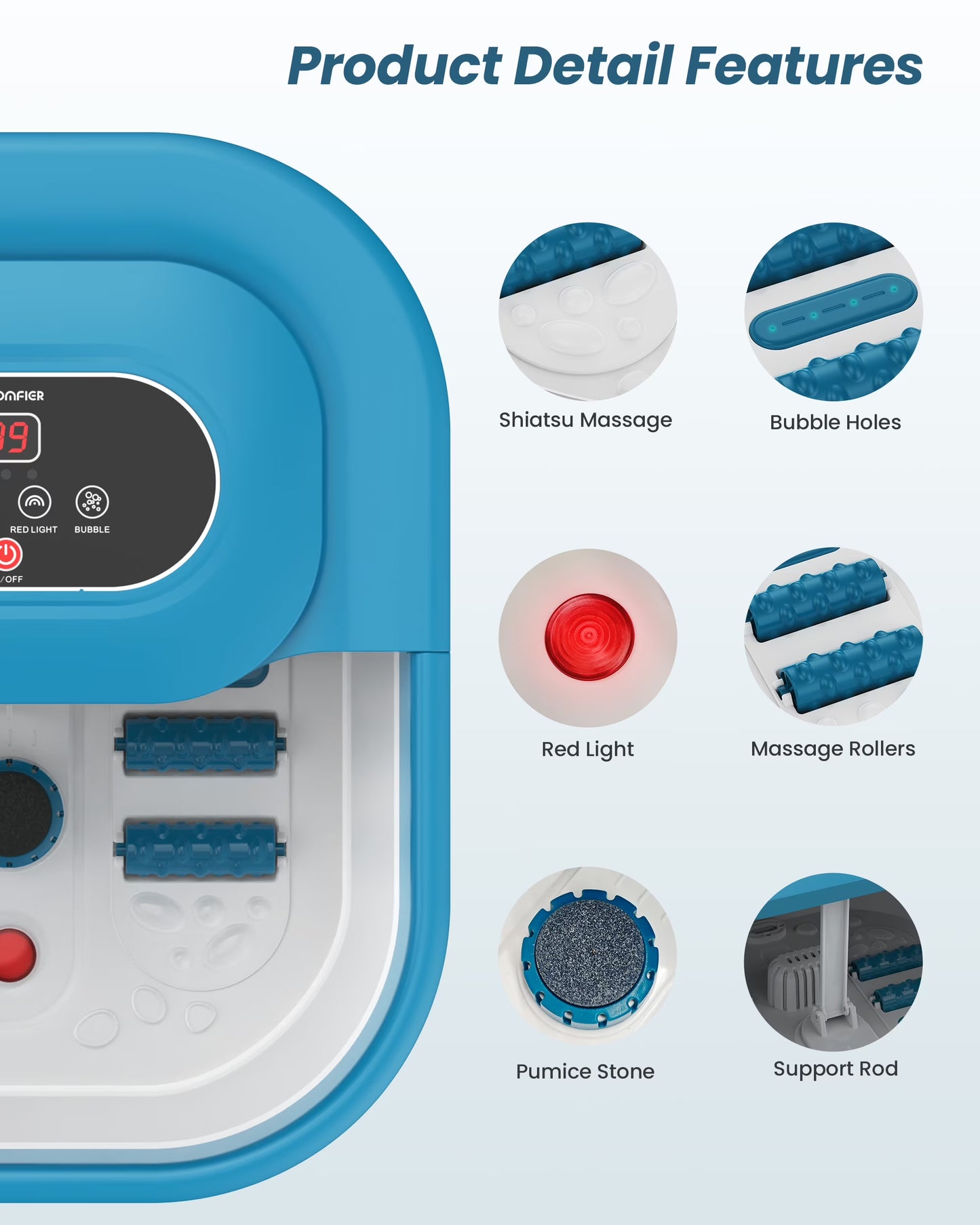 Comfier Foot Spa Bath Massager with Heat Collapsible